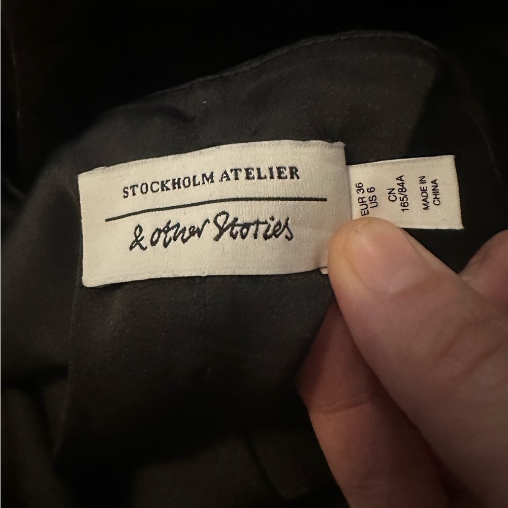 & Other Stories Black Satin Midi Dress Size 6 - Picture 4 of 5